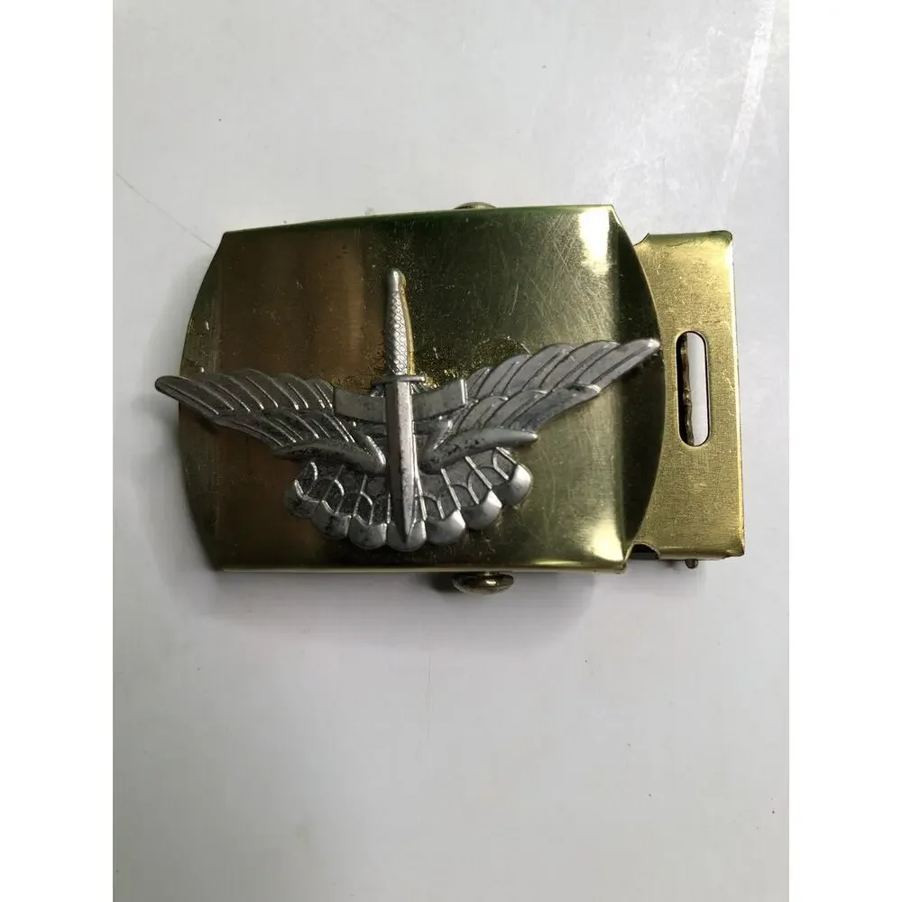 Vintage 38” Web Belt W/ 5 Buckles US Army Special Forces Brass Interchangeable